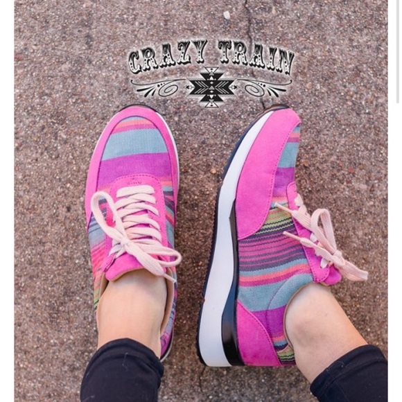 Crazy Train Shoes Hot Pink Serape Sneakers Fashion Tennis Shoes